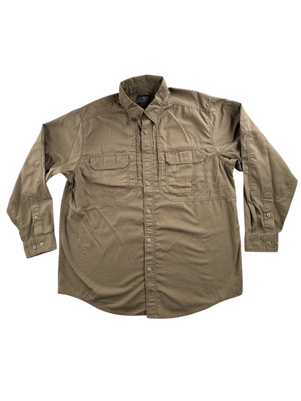 5.11 Tactical Shirt Mens Large Brown Button Up Long Sleeve Vented Concealed